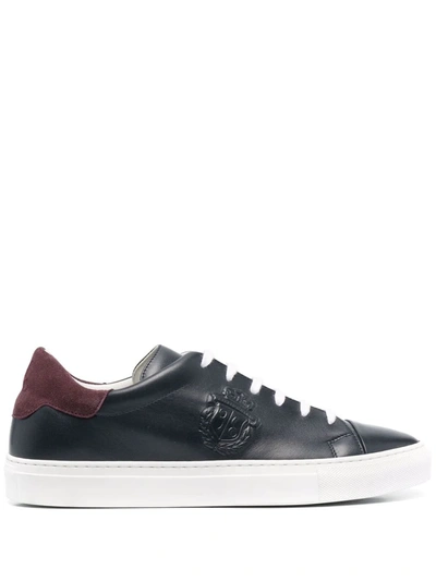 Billionaire Crest Low-top Leather Sneakers In Blue