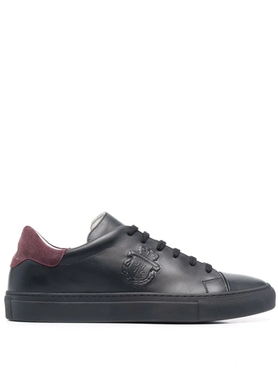 Billionaire Crest Low-top Leather Sneakers In Black