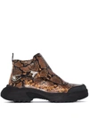 GMBH WORKWEAR SNAKESKIN-PRINT ANKLE BOOTS