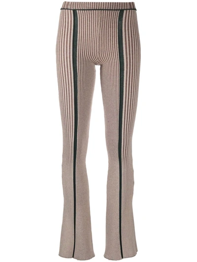 Eckhaus Latta Striped Flared Leggings In Neutrals