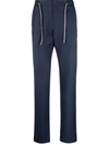 Canali Drawstring Straight-leg Trousers In Blue