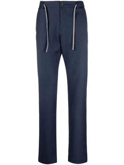Canali Wool Track Pants In Blue