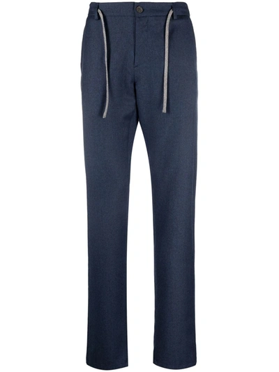 Canali Drawstring Straight-leg Trousers In Black