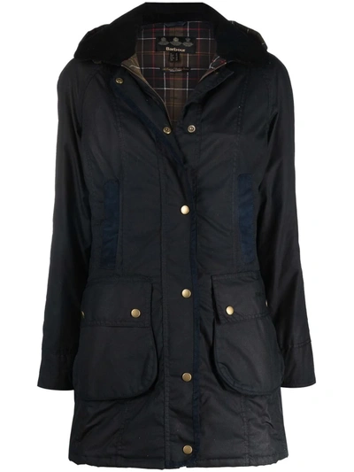 Barbour Hooded Parka Coat In Blue