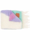Loewe Anagram-patch Colour-block Mohair-blend Scarf In White