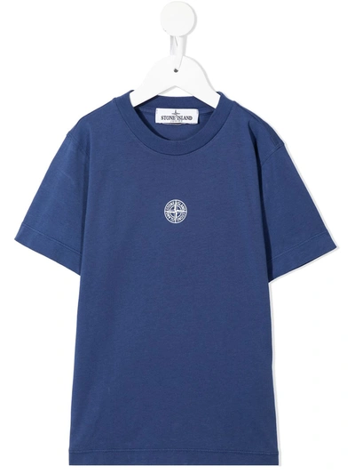 Stone Island Junior Kids' Graphic Print T-shirt In Blue