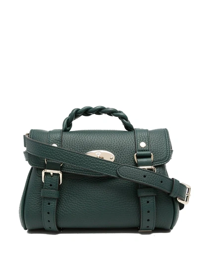 Mulberry Mini Alexa Green Leather Crossbody Bag In Black