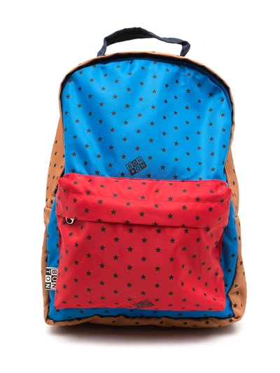 Bonton Kids' Star-print Colourblock Backpack In Multicolour