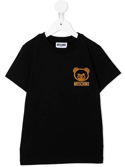 Moschino Kids' Teddy Bear-print Short-sleeved T-shirt In Black