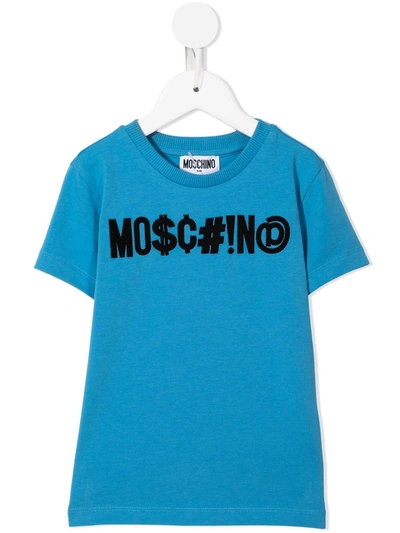 Moschino Kids' Logo-print T-shirt In Blue
