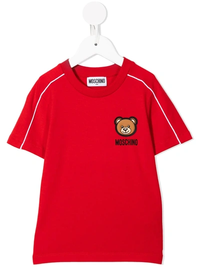 Moschino Kids' Chest Logo-print T-shirt In Red