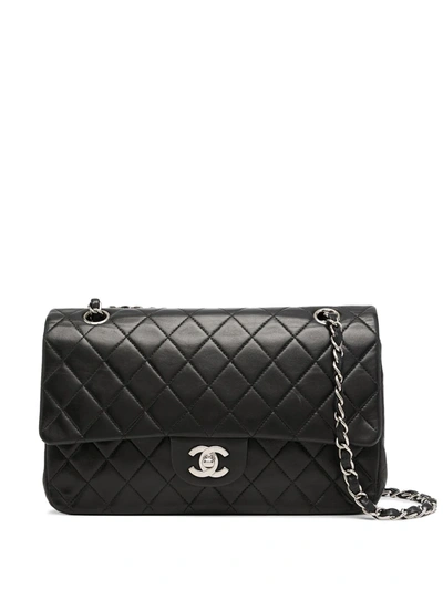 Pre-owned Chanel 2000-2002 Medium Double Flap Shoulder Bag In Black