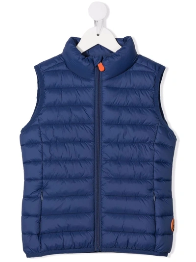 Save The Duck Kids' Zip-up Padded Gilet In Blue