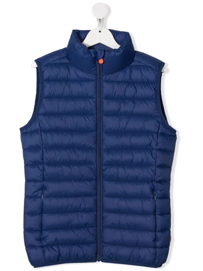 Save The Duck Teen Zip-up Padded Gilet In Blue