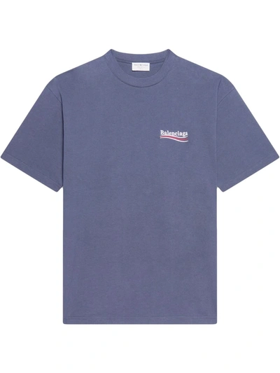 Balenciaga Political Campaign Logo-print T-shirt In Grey