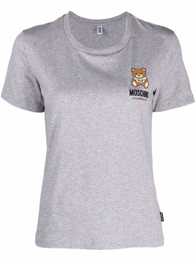 Moschino Teddy Print Lounge Top In Grey