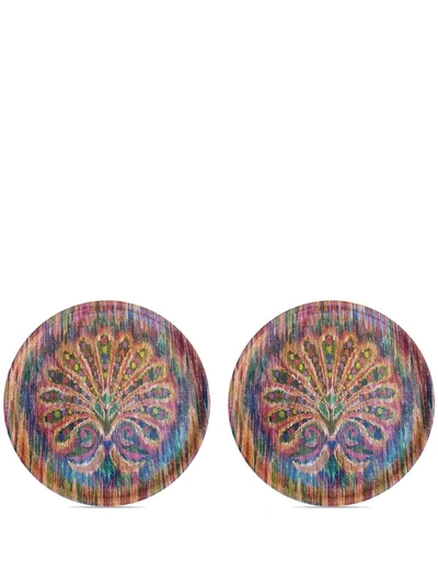 Les-ottomans X Matthew Williamson Peacock Tray Set In Multicolour