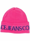 VERSACE JEANS COUTURE LOGO BEANIE HAT