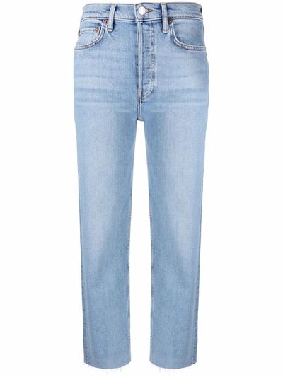 Re/done Mid-rise Straight Leg Jeans In Blue