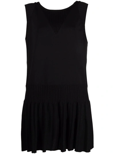 Pre-owned Chanel Ribbed Detailing Minidress In Black