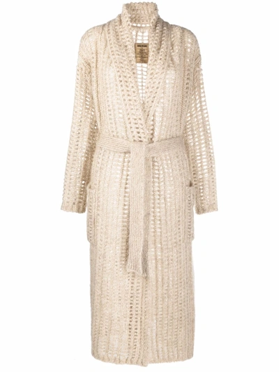 Uma Wang Open-knit Long Cardigan In Neutrals