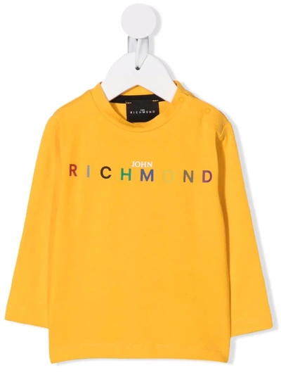 John Richmond Junior Babies' Logo-print Cotton T-shirt In Yellow