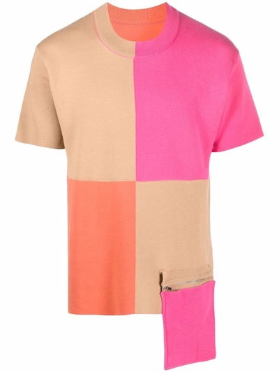 Jacquemus Asymmetric Colour-block T-shirt In Brown