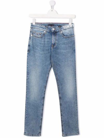 Tommy Hilfiger Junior Teen Mid-rise Straight-leg Jeans In Blue