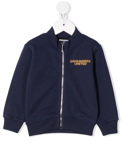 Dsquared2 Babies' Logo-print Zip-up Track Jacket In Blue