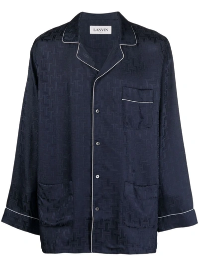 Lanvin Logo-print Pyjama Shirt In Blue