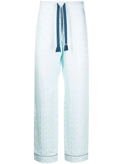 Lanvin Straight-leg Silk Trousers In Blue