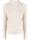 VINCE RIBBED-KNIT ZIP-UP CARDIGAN