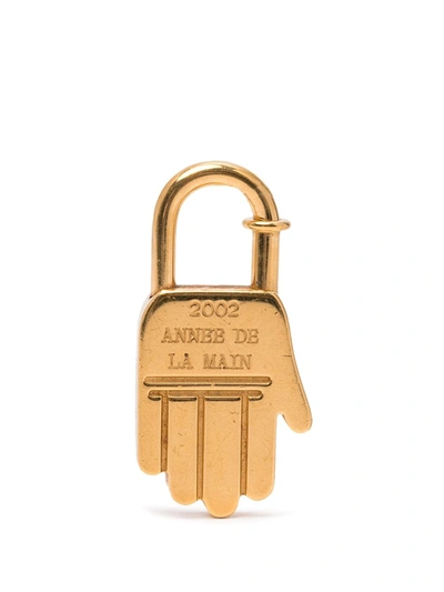 Pre-owned Hermes 2002  Hand Padlock Charm In Gold