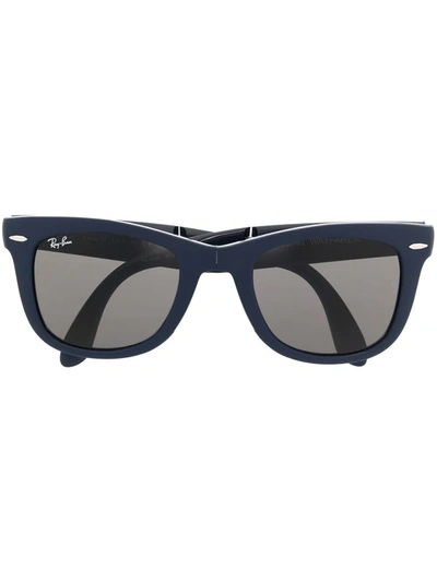 Ray Ban Folding Wayfarer Sunglasses In Blue