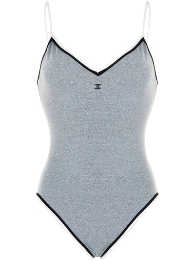 Pre-owned Chanel 1998 Cc Logo Bodysuit In Grey