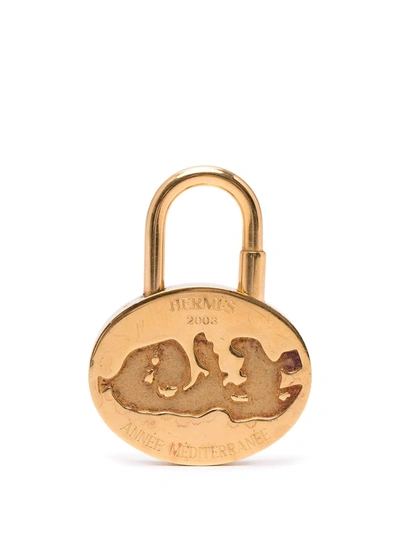 Pre-owned Hermes 2003  Mediterranee Padlock Charm In Gold