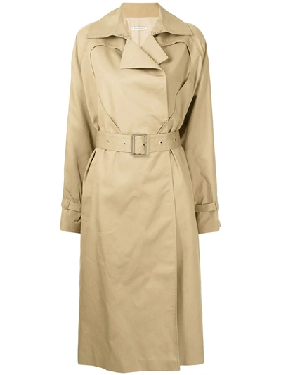 Boyarovskaya Heart-cut Belted Trench Coat In Brown