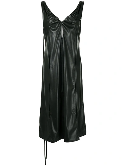 Boyarovskaya Faux-leather Cut-detail Midi Dress In Black