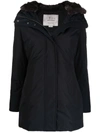 Woolrich Fitted Hooded Parka In Blue