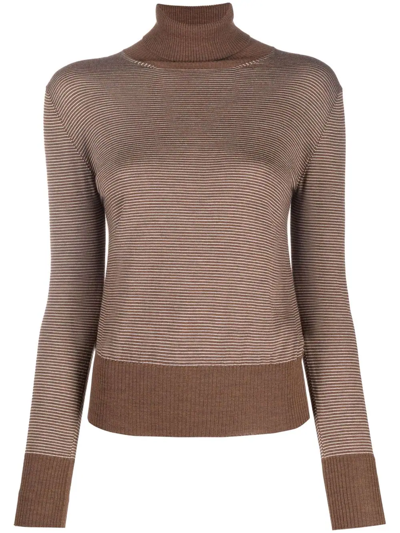 Giuliva Heritage Two-tone Roll Neck Jumper In Brown
