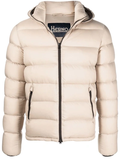 Herno Padded Quilted Coat In Neutrals
