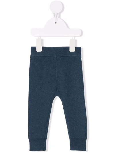 Bonton Babies' Ribbed-knit Trousers In Blue
