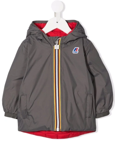 K-way Teen Reversible Hooded Jacket In Grey
