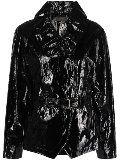 Isabel Marant High-shine Wrap Jacket In Black