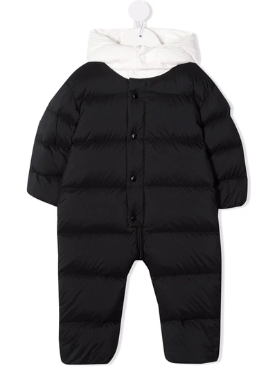 Moncler Babies' Logo Print Padded Snowsuit In Black