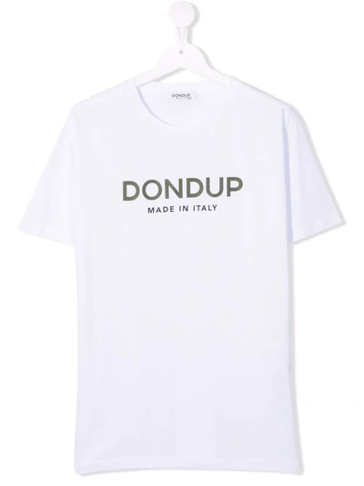 Dondup Teen Logo Print T-shirt In White