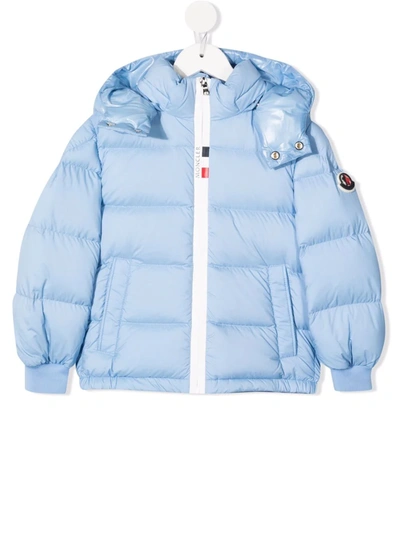 Moncler Kids' Hooded Puffer Jacket In Blue