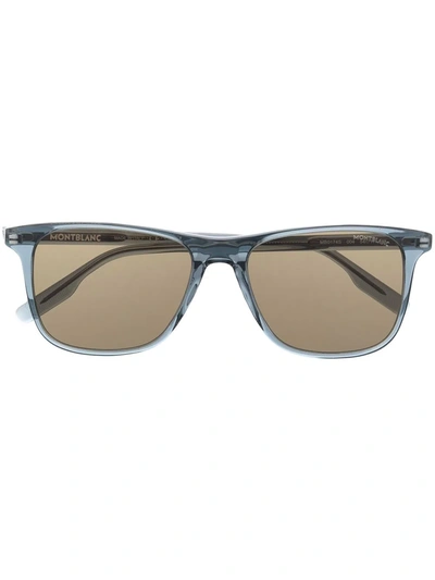 Montblanc Rectangular Tinted-lense Sunglasses In Blue