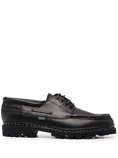 Paraboot Ridged Sole Boat Shoes In Black