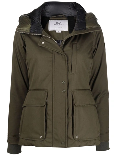 Woolrich Yetna Down-padded Parka Coat In Green